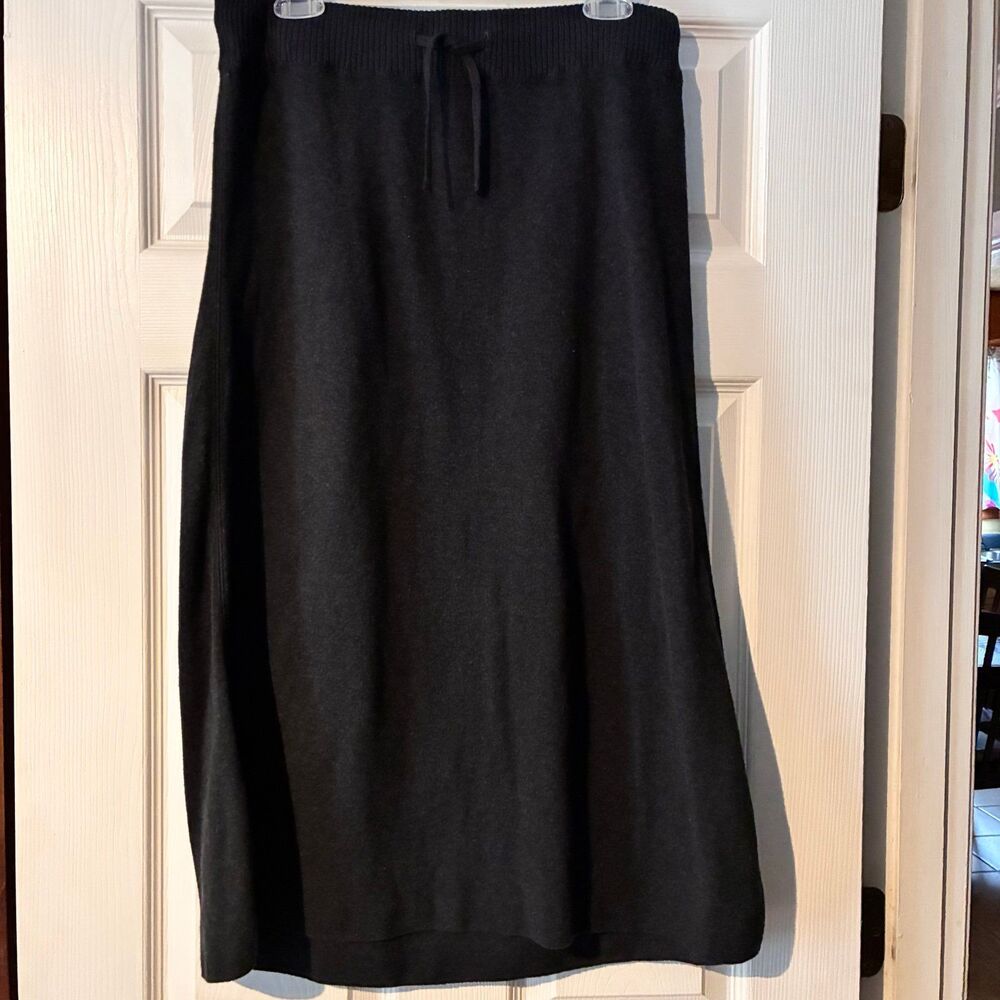 Maggies Organics Cotton Knit Skirt Size Medium Black Drawstring Waist